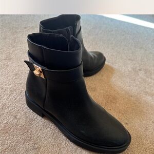 LC Lauren Conrad Black Ankle Boots with Gold Accent